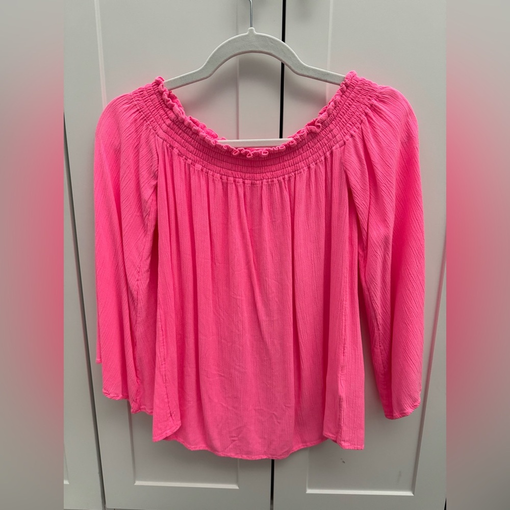 Lilly Pulitzer Pink Smocked Ruffled Blouse